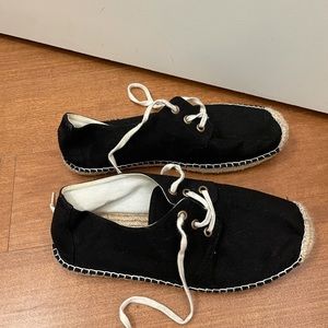 Joie Hemlock Espadrille Flats in Black Canvas